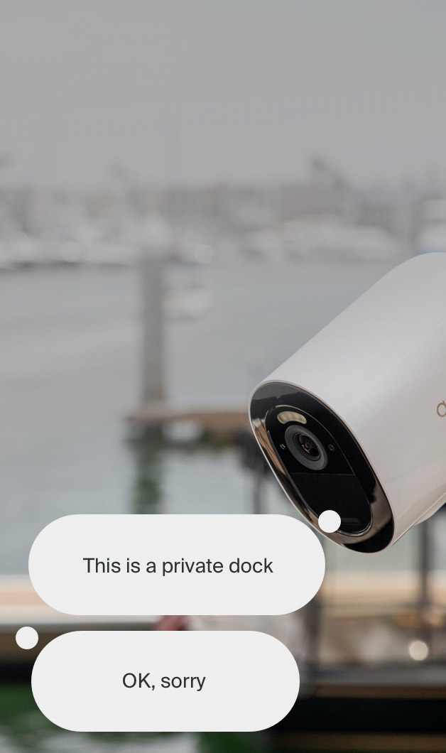 Arlo Go 2 camera mounted at boat dock